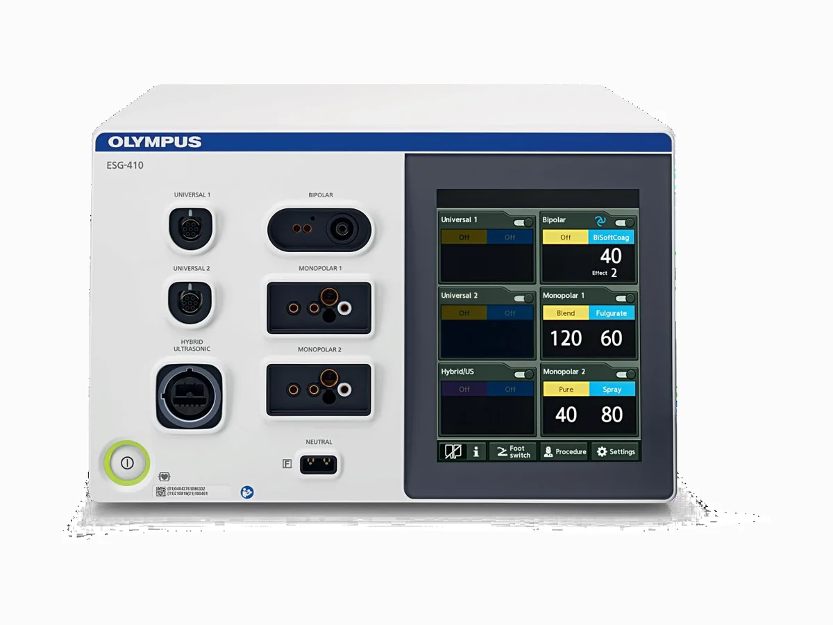 Generador electroquirúrgico ESG-410 de Olympus, vista frontal